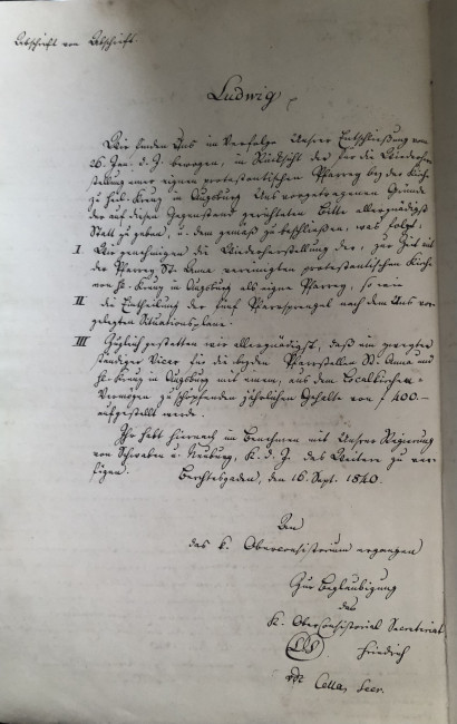 Entschließung vom 16.09.1840